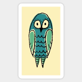 Tall and Cute Blue Owl Simple Illustration Magnet